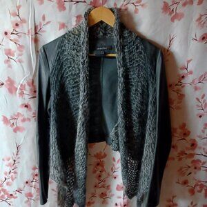 Muubaa leather and knit draped jacket